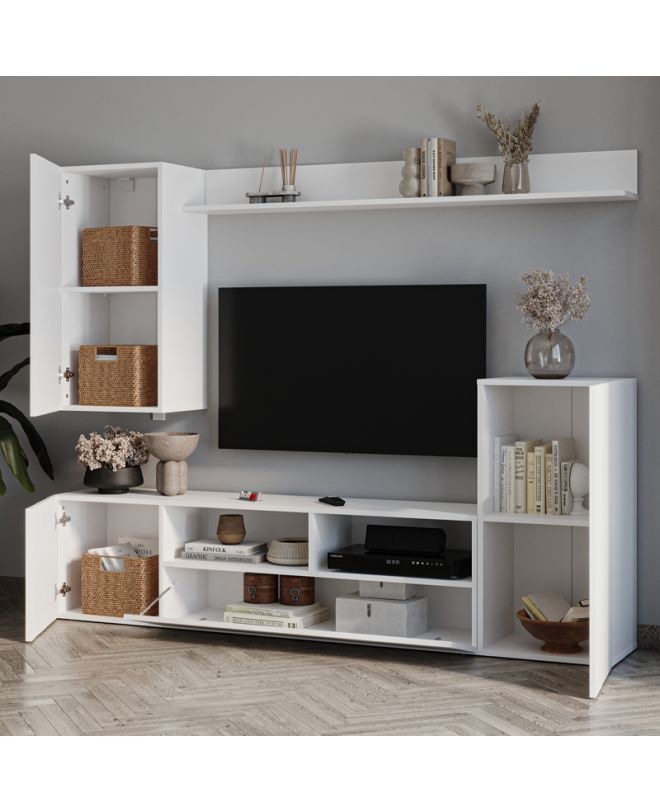 Σύνθεση τηλεόρασης Rodos Megapap χρώμα λευκό 210,2x36x90,4εκ.