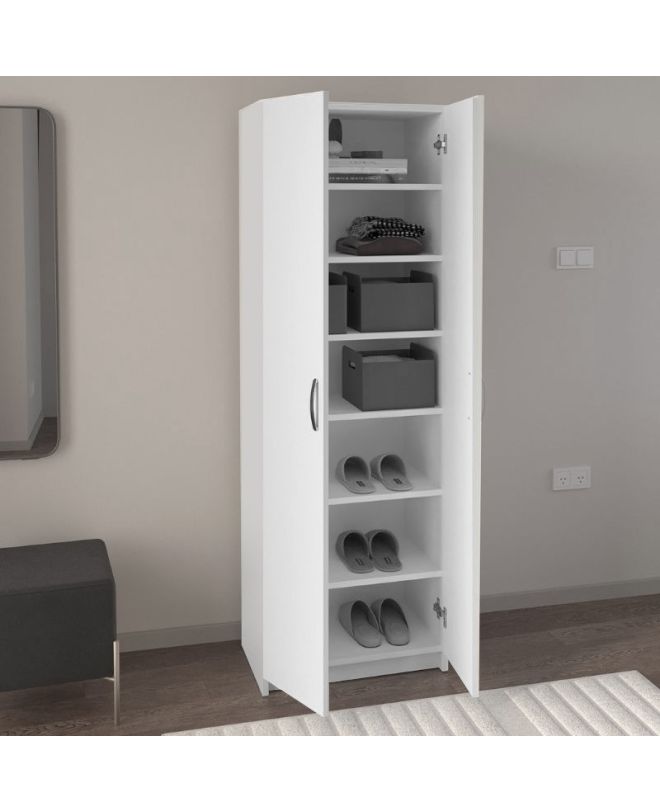 Παπουτσοθήκη Renso Megapap δίφυλλη χρώμα λευκό 59,8x37,8x178,5εκ.