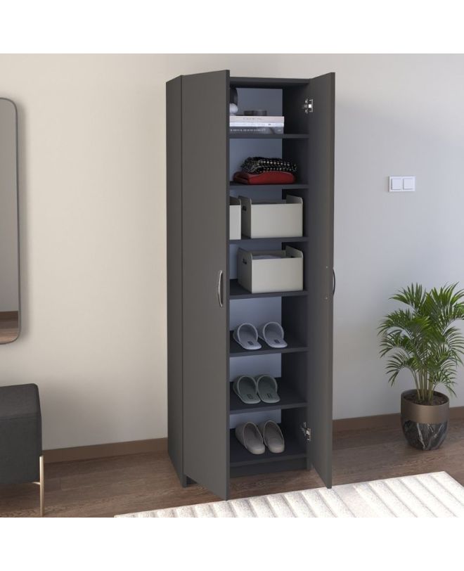 Παπουτσοθήκη Renso Megapap δίφυλλη χρώμα ανθρακί 59,8x37,8x178,5εκ.