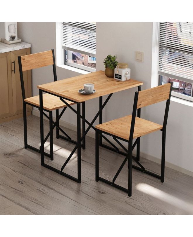 Τραπεζαρία Maysa Megapap Σετ 3 τμχ χρώμα pine oak 72,5x52,5x71,8εκ.
