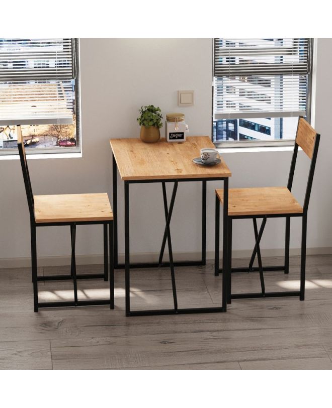Τραπεζαρία Maysa Megapap Σετ 3 τμχ χρώμα pine oak 72,5x52,5x71,8εκ.