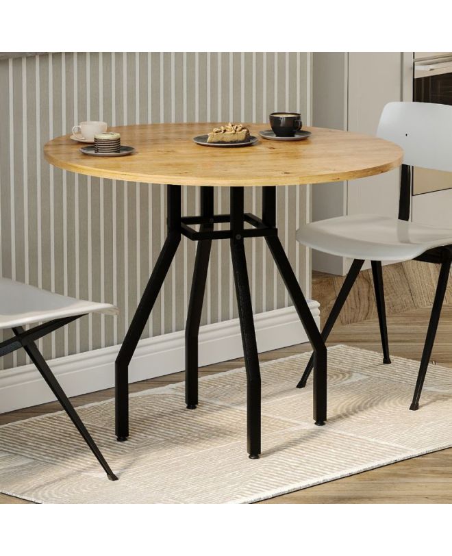 Τραπέζι Roma Megapap χρώμα pine oak Ø80x75εκ.