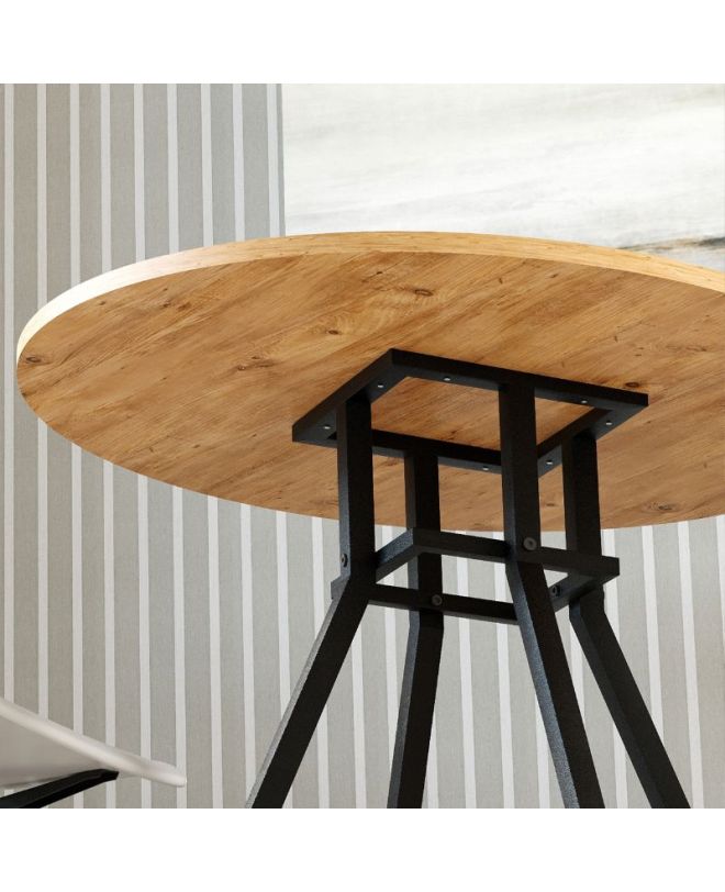 Τραπέζι Roma Megapap χρώμα pine oak Ø80x75εκ.