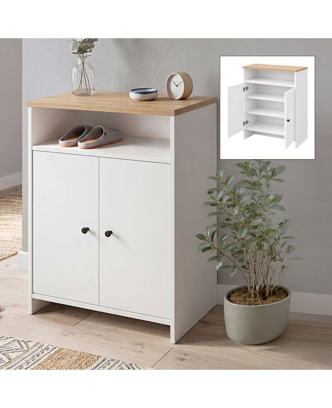 Παπουτσοθήκη - Ντουλάπι Efsun Megapap χρώμα λευκό - sapphire oak 62x35x86εκ.