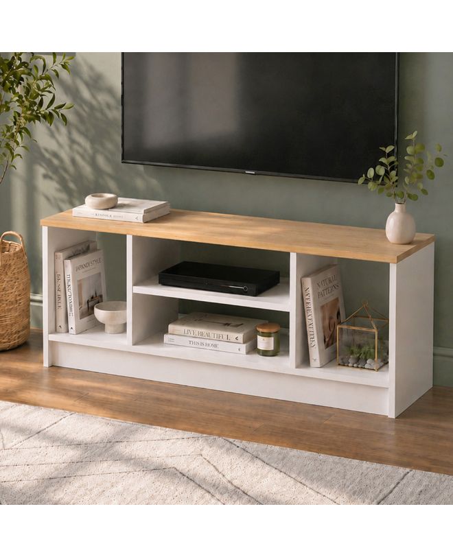 Έπιπλο τηλεόρασης Bahama Megapap χρώμα λευκό - sapphire oak 120x35x46,5εκ.