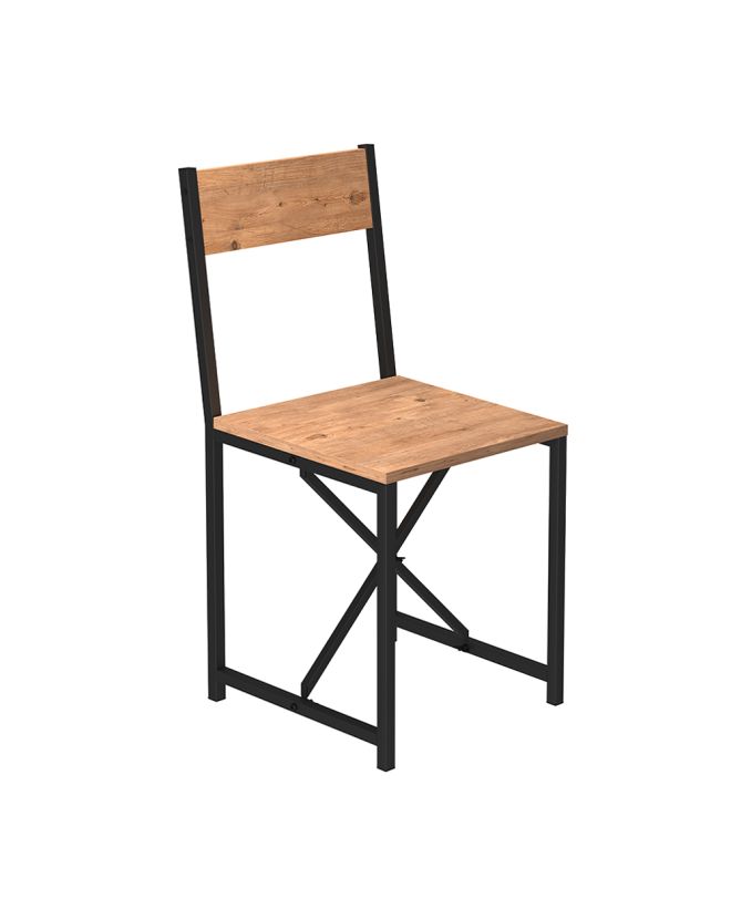 Καρέκλα τραπεζαρίας Maysa Megapap χρώμα μαύρο - pine oak 40,2x42,5x84,7εκ.