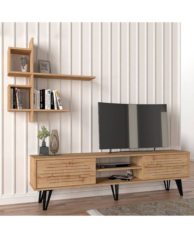 Σύνθεση τηλεόρασης Salerno Megapap χρώμα sapphire oak 180x35x51εκ.