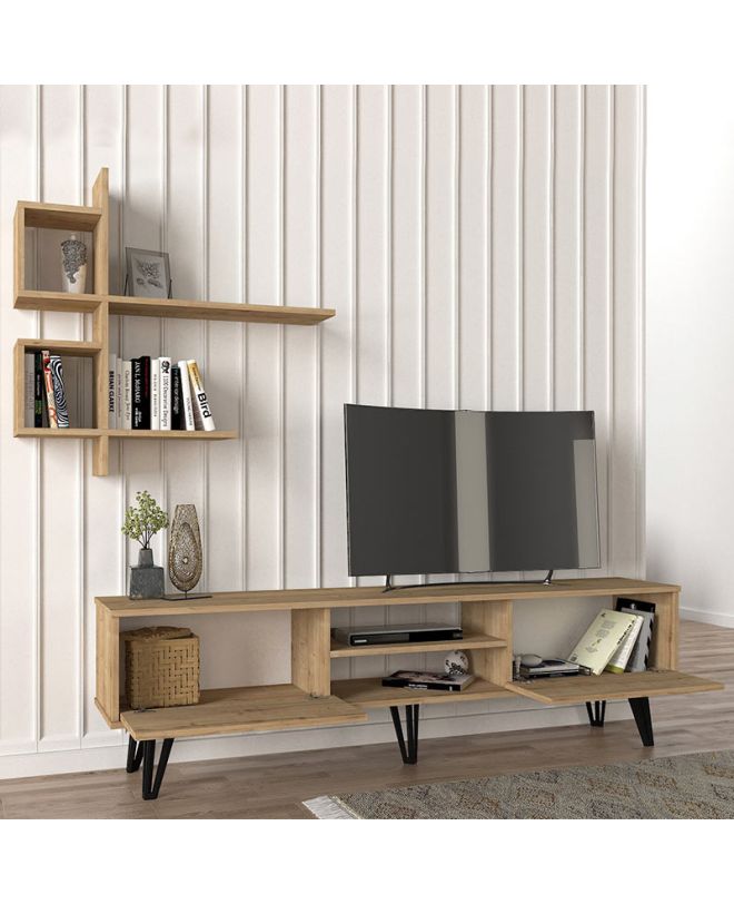 Σύνθεση τηλεόρασης Salerno Megapap χρώμα sapphire oak 180x35x51εκ.