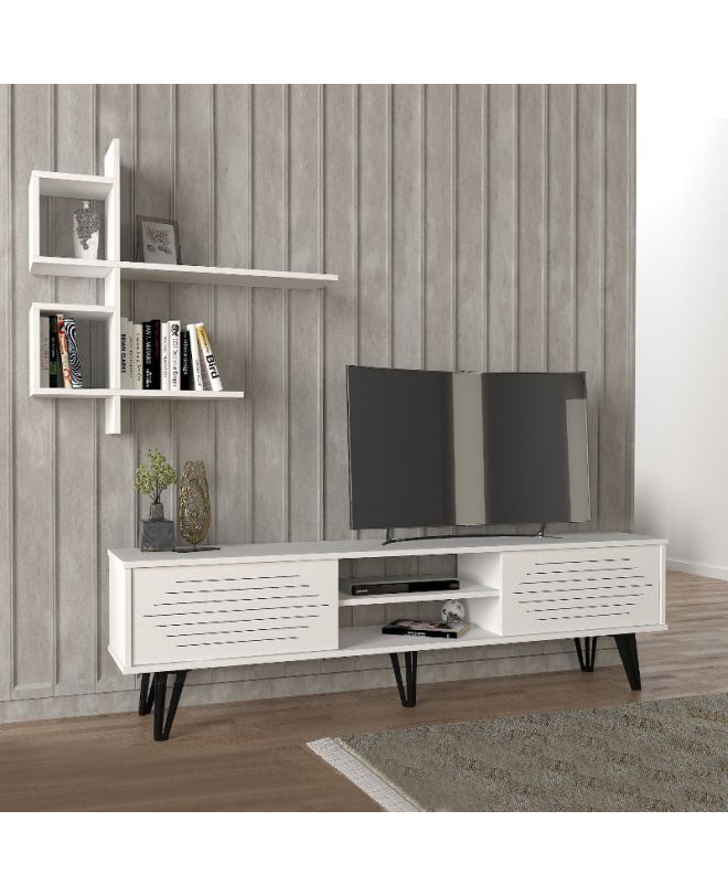 Σύνθεση τηλεόρασης Salerno Megapap χρώμα λευκό 180x35x51εκ.