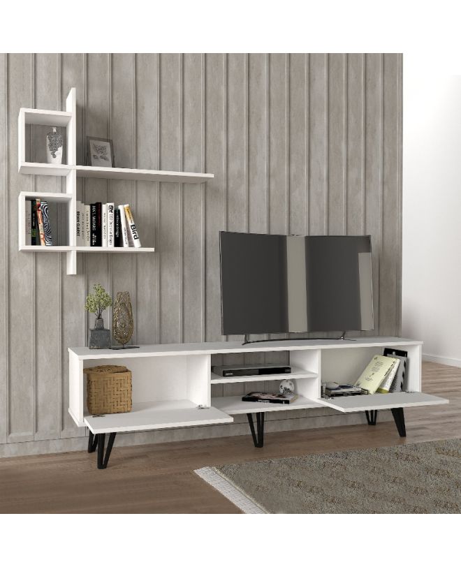 Σύνθεση τηλεόρασης Salerno Megapap χρώμα λευκό 180x35x51εκ.