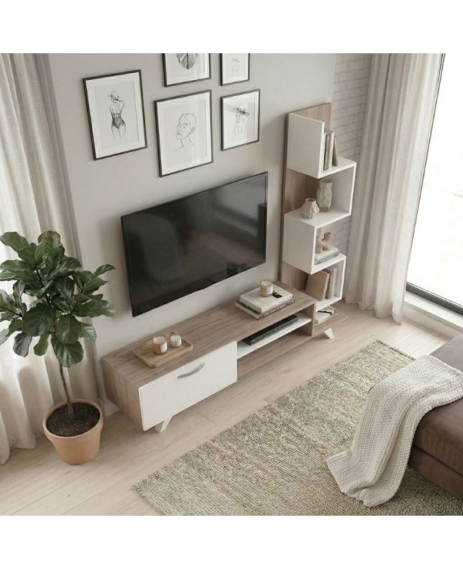 Έπιπλο τηλεόρασης Ceren Megapap χρώμα λευκό - cordoba 149,5x31x131,6εκ.