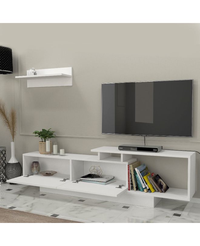 Έπιπλο τηλεόρασης Novara Megapap χρώμα λευκό 180x29,6x45εκ.
