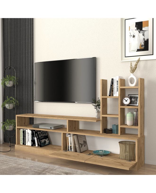Σύνθεση τηλεόρασης Pesaro Megapap χρώμα sepet oak 165x25x91,3εκ.