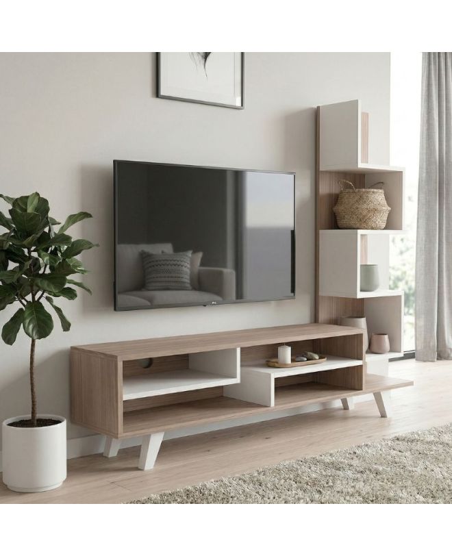 Έπιπλο τηλεόρασης Granada Megapap χρώμα λευκό - cordoba 149,5x29,5x120εκ.