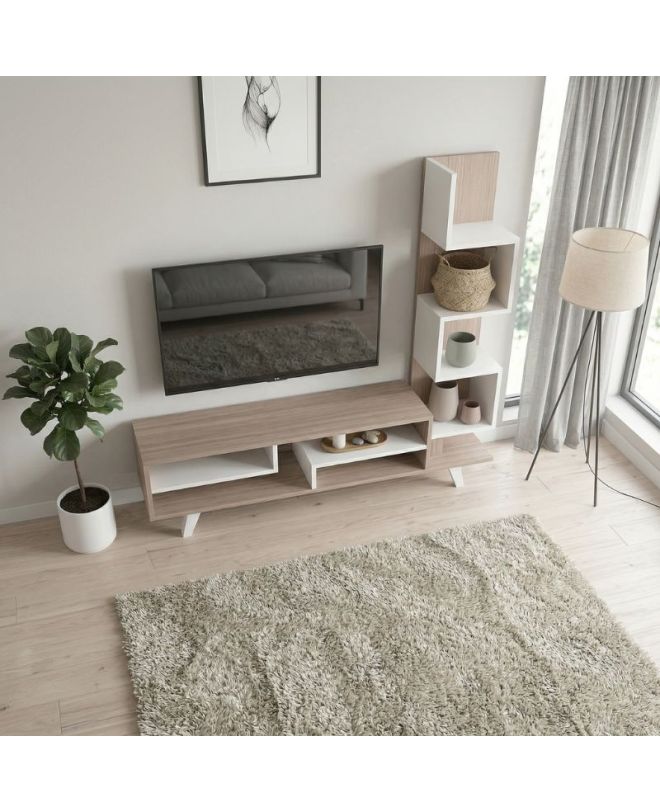 Έπιπλο τηλεόρασης Granada Megapap χρώμα λευκό - cordoba 149,5x29,5x120εκ.