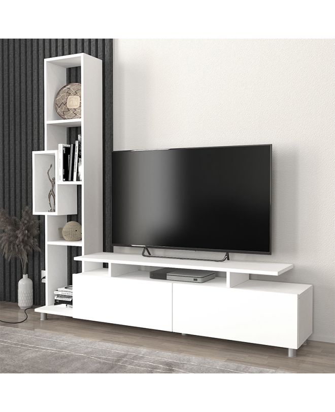 Σύνθεση τηλεόρασης Tulip Megapap χρώμα λευκό 160x29,5x160εκ.