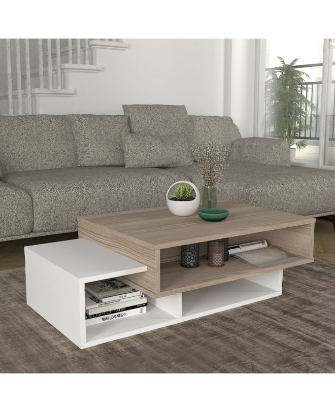 Τραπεζάκι σαλονιού Tab Megapap χρώμα λευκό - cordoba 105x60x32εκ.