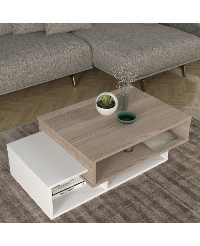Τραπεζάκι σαλονιού Tab Megapap χρώμα λευκό - cordoba 105x60x32εκ.