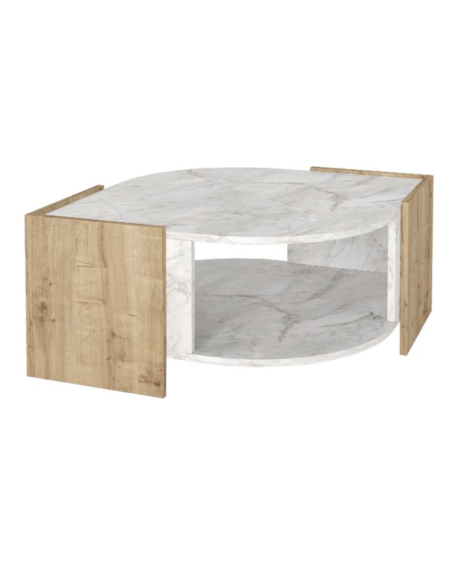 Τραπεζάκι σαλονιού Marbel Megapap χρώμα sapphire oak - λευκό εφέ μαρμάρου 75x75x40εκ.