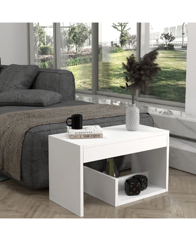 Τραπεζάκι βοηθητικό Rosana Megapap χρώμα λευκό 35x29,5x60εκ.