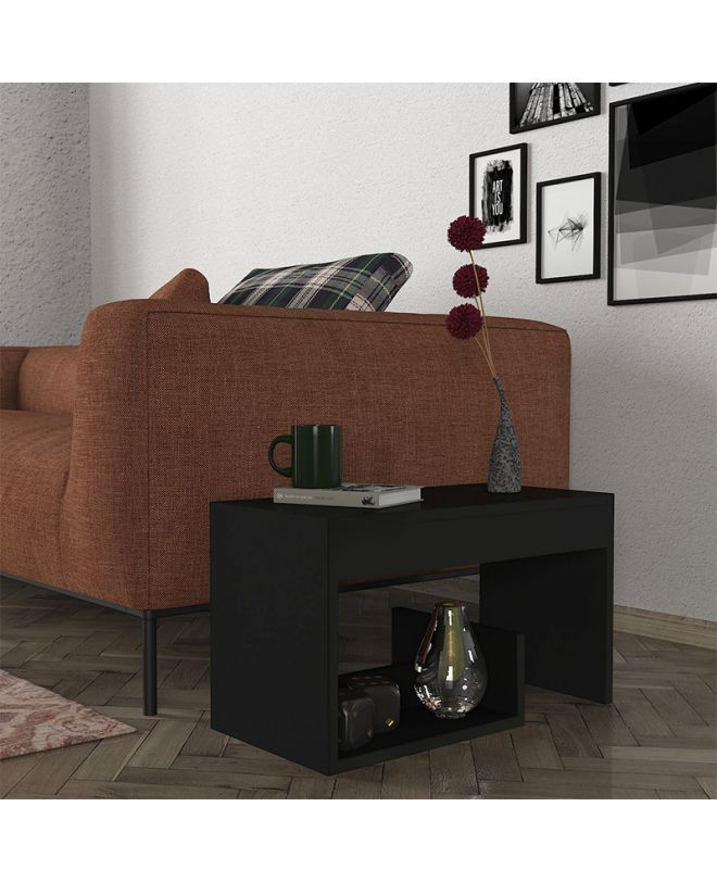 Τραπεζάκι βοηθητικό Rosana Megapap χρώμα μαύρο 35x29,5x60εκ.
