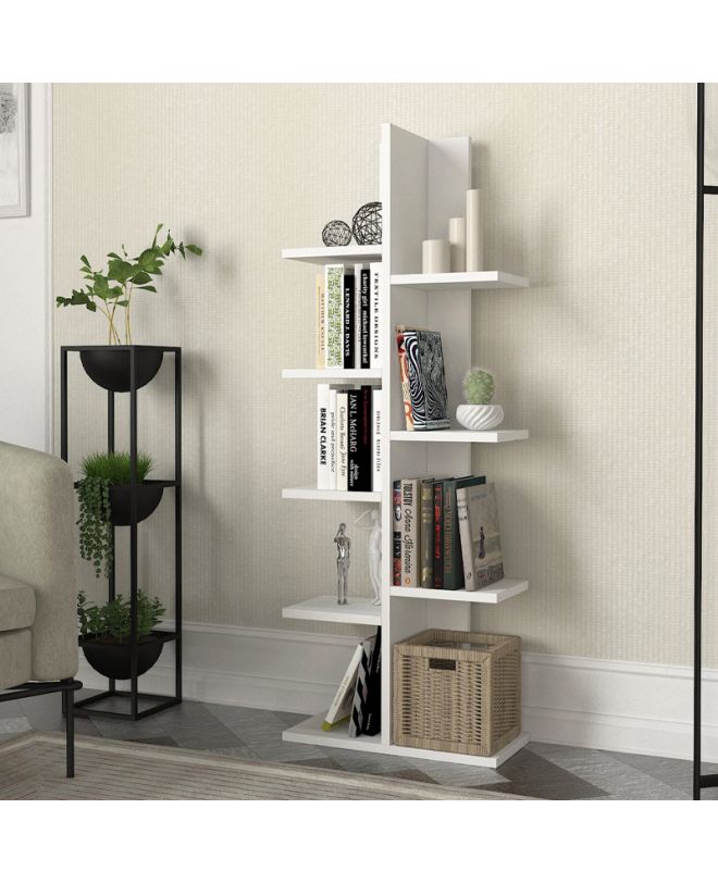 Βιβλιοθήκη Tree Megapap χρώμα λευκό 45x21,4x121,8εκ.