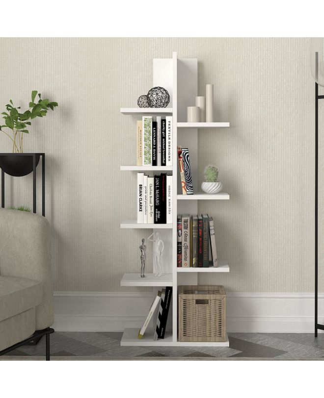 Βιβλιοθήκη Tree Megapap χρώμα λευκό 45x21,4x121,8εκ.