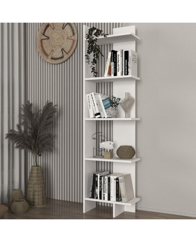 Βιβλιοθήκη Perla Megapap χρώμα λευκό 48x22x170εκ.