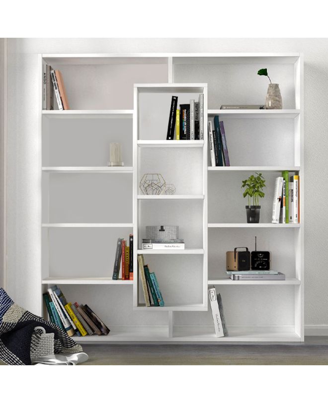 Βιβλιοθήκη Ample Megapap χρώμα λευκό 125x22x135,7εκ.