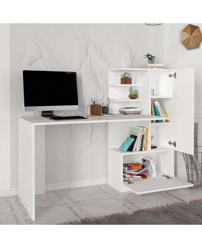 Γραφείο εργασίας Merino Megapap χρώμα λευκό 149,5x61,8x120εκ.