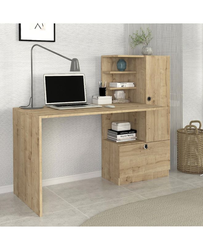 Γραφείο εργασίας Merino Megapap χρώμα sapphire oak 149,5x61,8x120εκ.