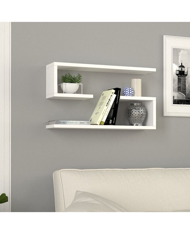 Ραφιέρα τοίχου Jenika Megapap 2 τεμαχίων χρώμα λευκό 60x14,5x18εκ.