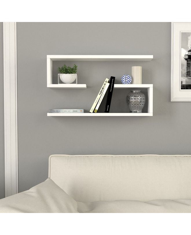 Ραφιέρα τοίχου Jenika Megapap 2 τεμαχίων χρώμα λευκό 60x14,5x18εκ.