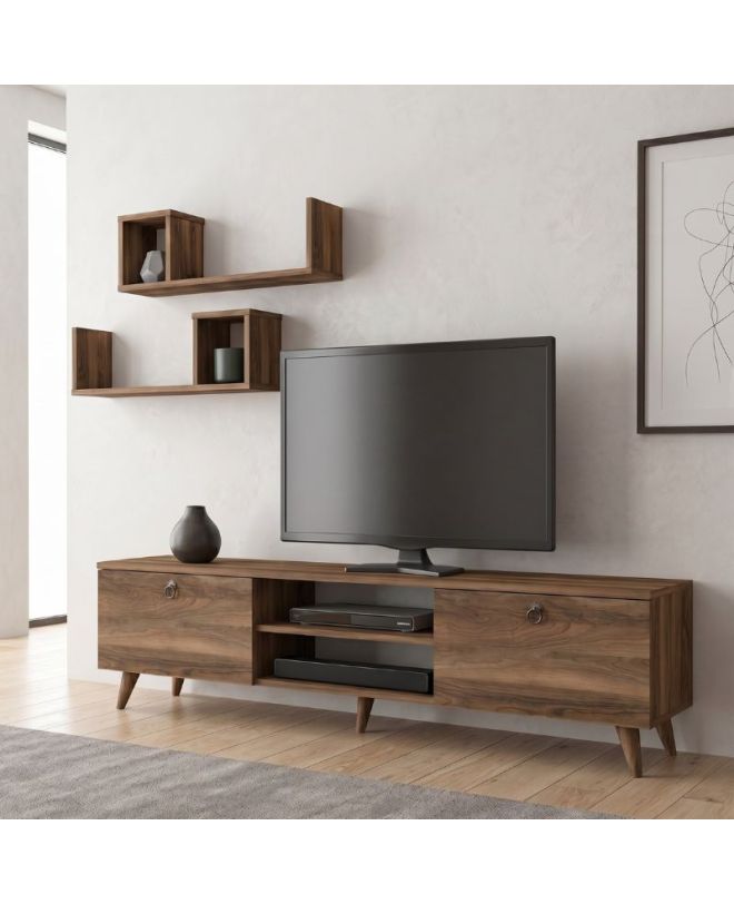 Έπιπλο τηλεόρασης Seddra Megapap χρώμα καρυδί 180x31,5x45εκ.
