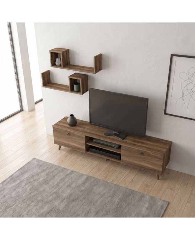 Έπιπλο τηλεόρασης Seddra Megapap χρώμα καρυδί 180x31,5x45εκ.