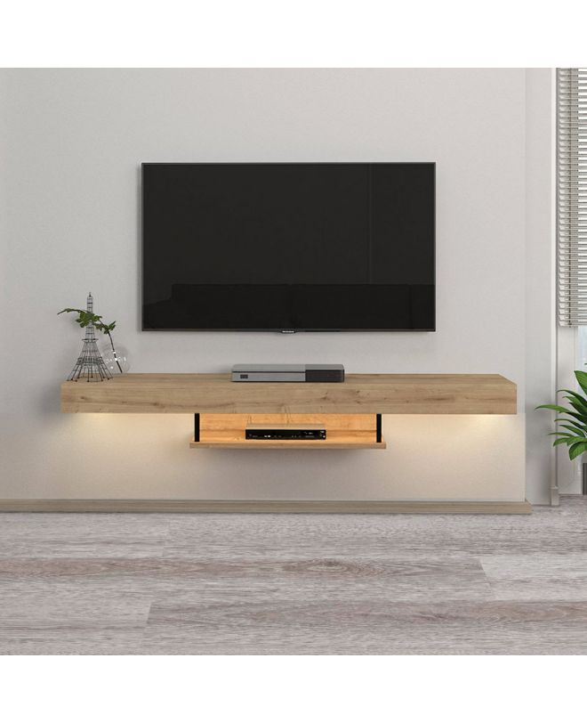 Έπιπλο τηλεόρασης επιτοίχιο Albares Megapap με LED χρώμα sapphire oak 150x29,6x22εκ.