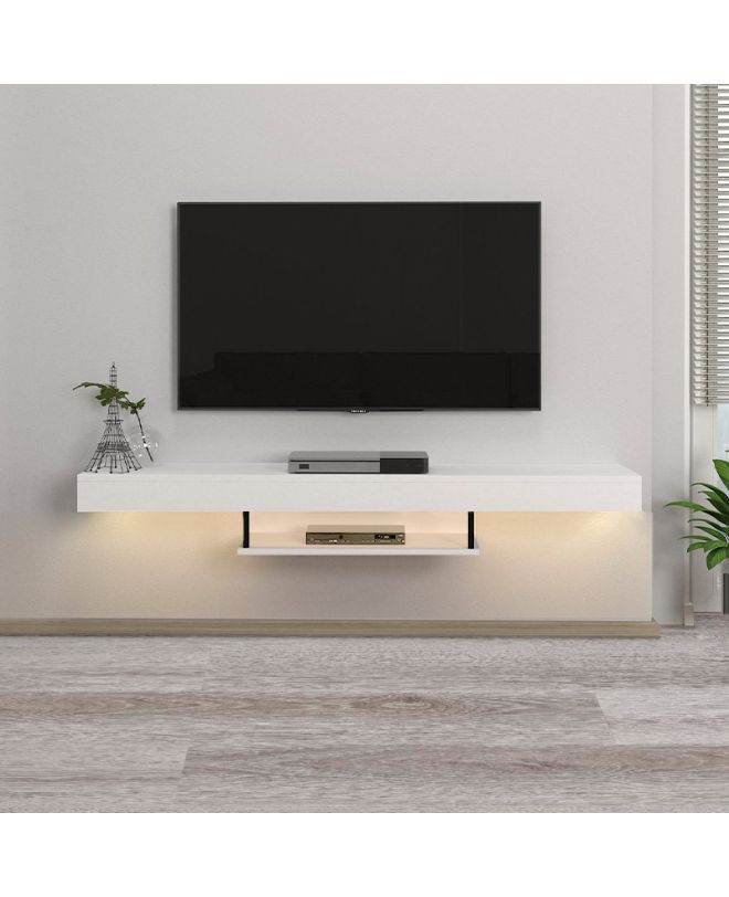 Έπιπλο τηλεόρασης επιτοίχιο Albares Megapap με LED χρώμα λευκό 150x29,6x22εκ.