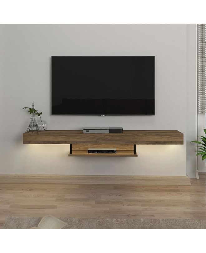 Έπιπλο τηλεόρασης επιτοίχιο Albares Megapap με LED χρώμα καρυδί 150x29,6x22εκ.