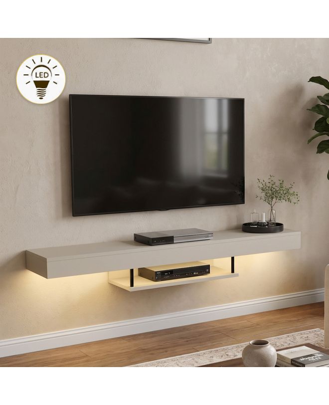 Έπιπλο τηλεόρασης επιτοίχιο Albares Megapap με LED χρώμα sandstone 150x29,6x22εκ.