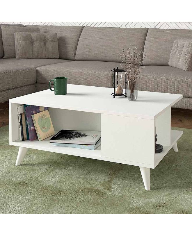 Τραπεζάκι σαλονιού Sedra Megapap χρώμα λευκό 90x60x38,6εκ.