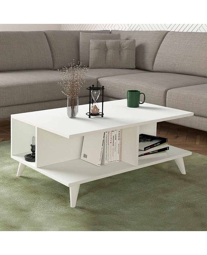 Τραπεζάκι σαλονιού Sedra Megapap χρώμα λευκό 90x60x38,6εκ.