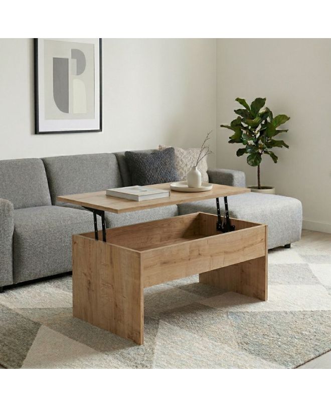 Τραπεζάκι σαλονιού Devon Megapap με σερβιτόρο χρώμα sapphire oak 110x60x44,8εκ.