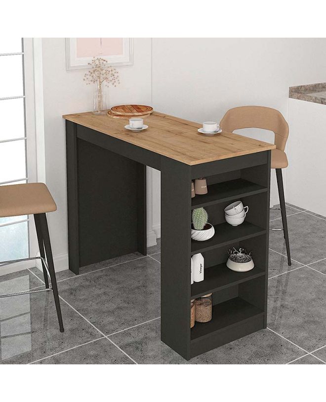 Τραπέζι μπαρ Monaco Megapap χρώμα ανθρακί - sapphire oak 120x51,6x101,8εκ.