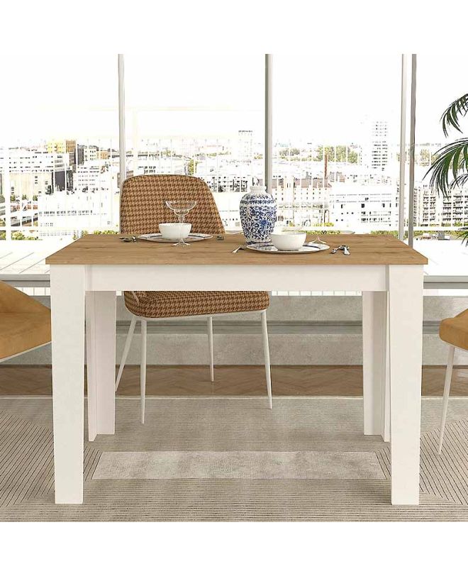 Τραπέζι Darlen Megapap χρώμα λευκό - sapphire oak 110x72x74εκ.