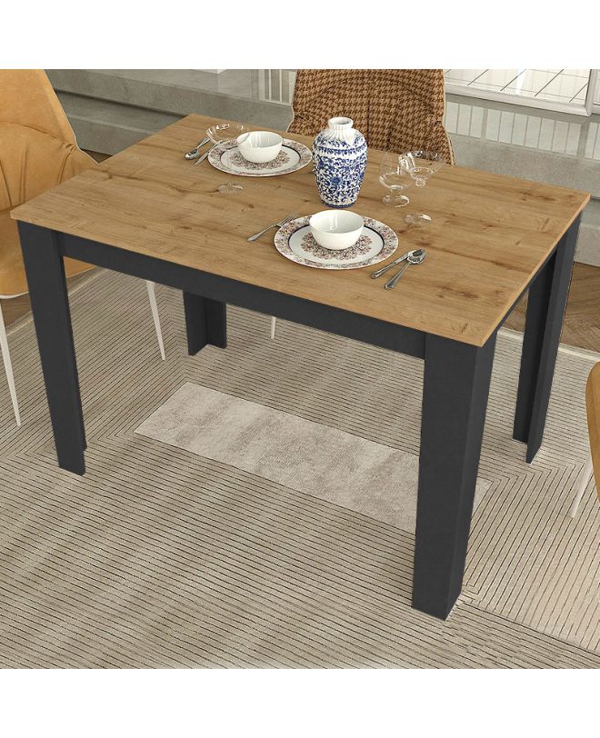 Τραπέζι Darlen Megapap χρώμα ανθρακί - sapphire oak 110x72x74εκ.