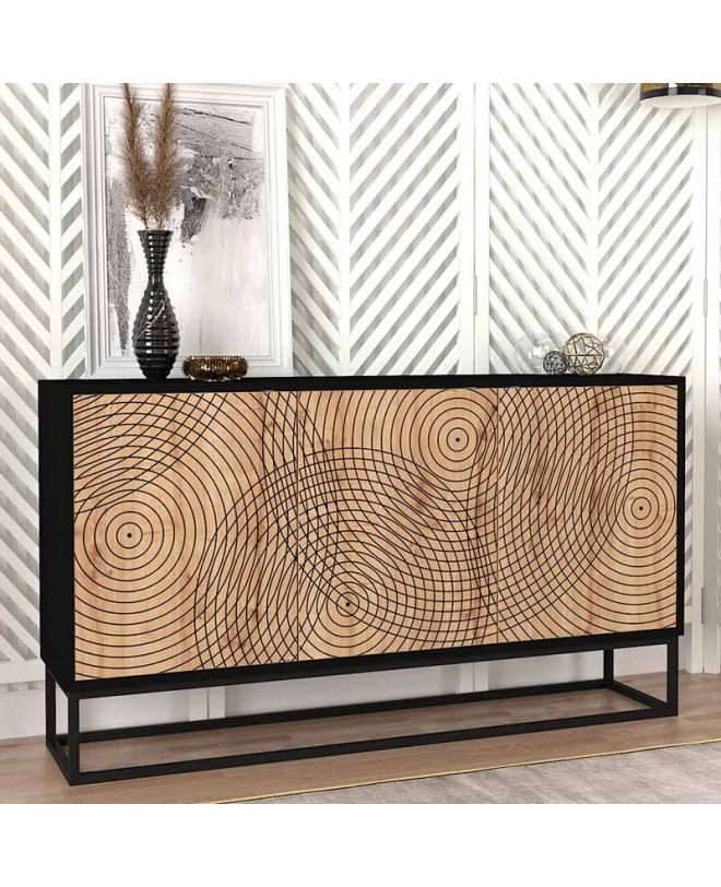 Μπουφές Themis Megapap χρώμα μαύρο - sapphire oak 150x35x83,6εκ.