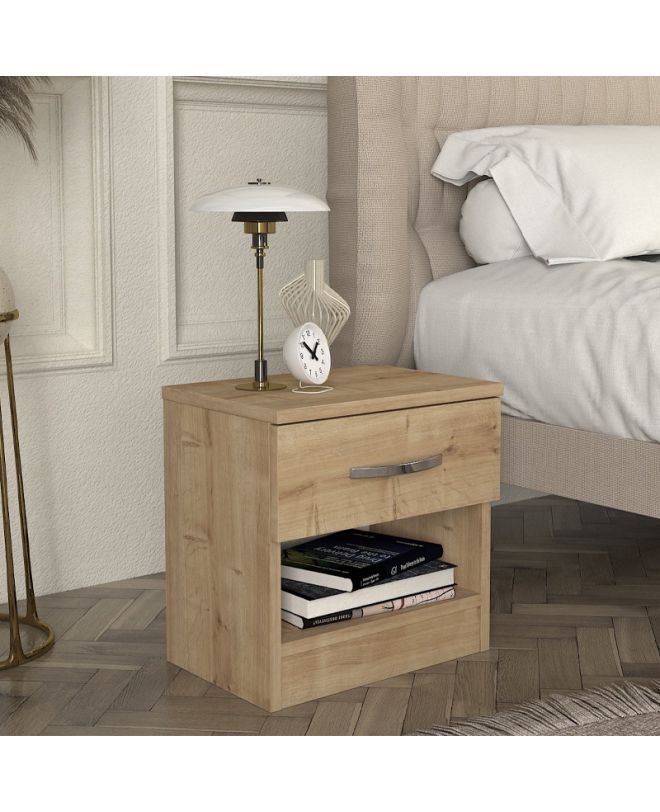 Κομοδίνο Lube Megapap χρώμα sapphire oak 40x28,2x40εκ.
