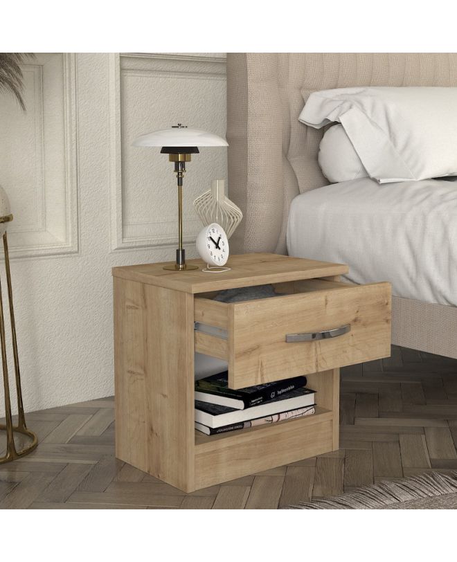 Κομοδίνο Lube Megapap χρώμα sapphire oak 40x28,2x40εκ.