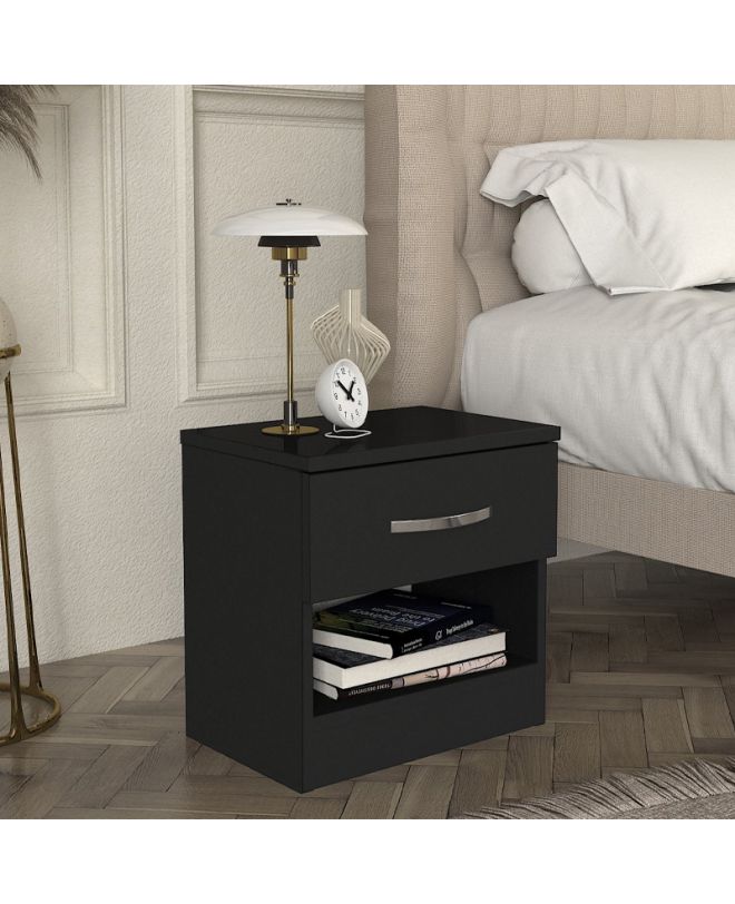 Κομοδίνο Lube Megapap χρώμα μαύρο 40x28,2x40εκ.