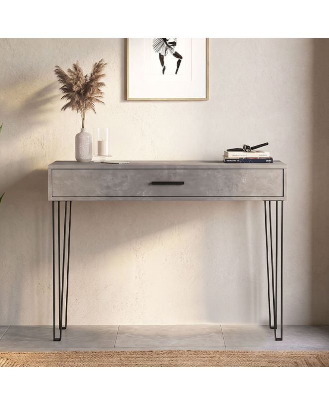 Κονσόλα Rochel Megapap χρώμα γκρι σκυροδέματος 120x35x89,8εκ.